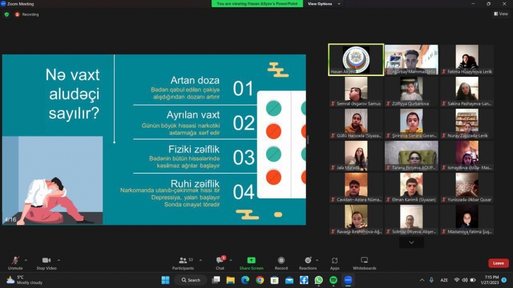 "Narkomaniya ilə mübarizə" mövzusunda təlim