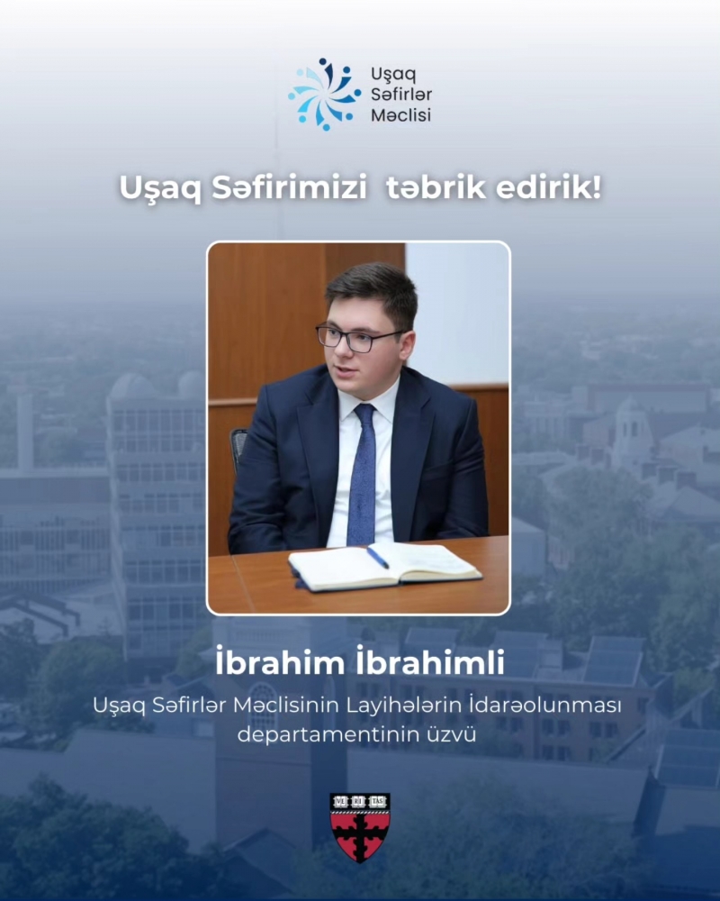 Layihələrin İdarə Edilməsi Departamentinin üzvü İbrahim İbrahimli, Harvard Universitetinin Texnologiya və Sahibkarlıq Mərkəzi tərəfindən təşkil olunan Harvard Undergraduate Ventures–TECH Summer Program (HUVTSP) yay proqramına qəbul olaraq 2000 dollar