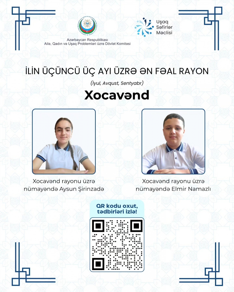 Üç ayın ən fəal rayonu – Xocavənd!