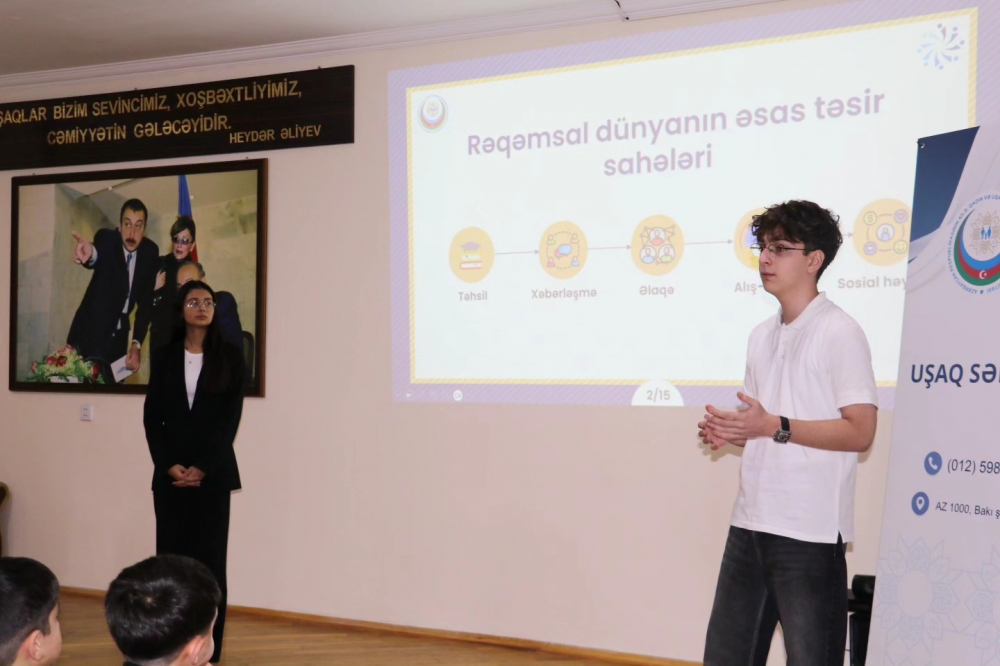 9 dekabr 2025-ci il tarixində Ailə, Qadın və Uşaq Problemləri üzrə Dövlət Komitəsinin layihəsi əsasında fəaliyyət göstərən Uşaq Səfirlər Məclisinin üzvlərinin “Düşüncədən qələbəyə”