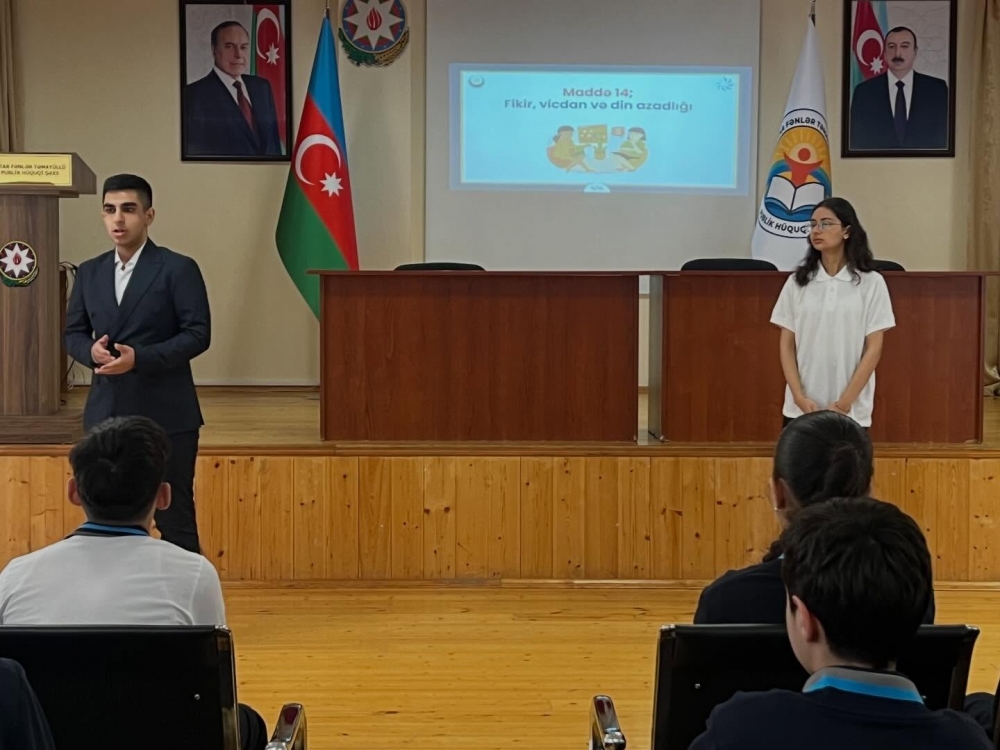 1 aprel 2026-cı il tarixində Uşaq Səfirlər Məclisinin üzvləri tərəfindən Humanitar fənlər təmayüllü liseydə şagirdlər üçün maarifləndirici tədbir təşkil olunub.