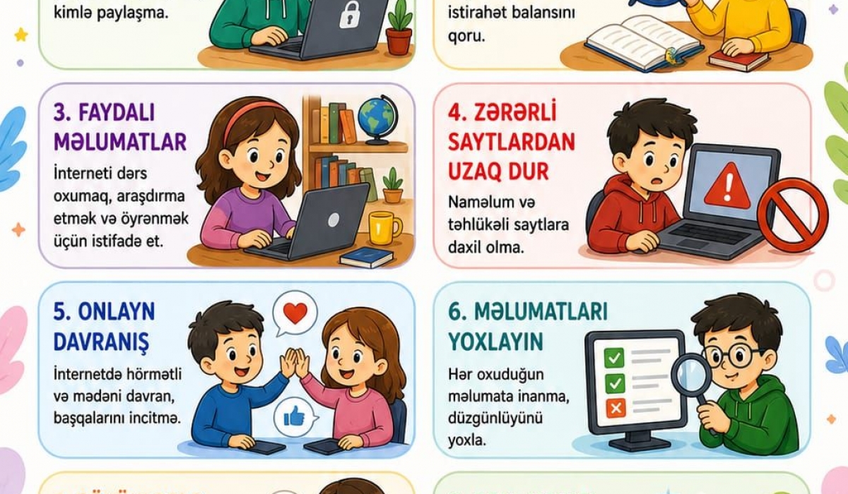 Uşaq Səfirlər Məclisinin Mingəçevir şəhəri üzrə fəalı Nihan Cavadlı tərəfindən “İnternetdən düzgün istifadə” mövzusunda məlumat xarakterli poster hazırlanıb.