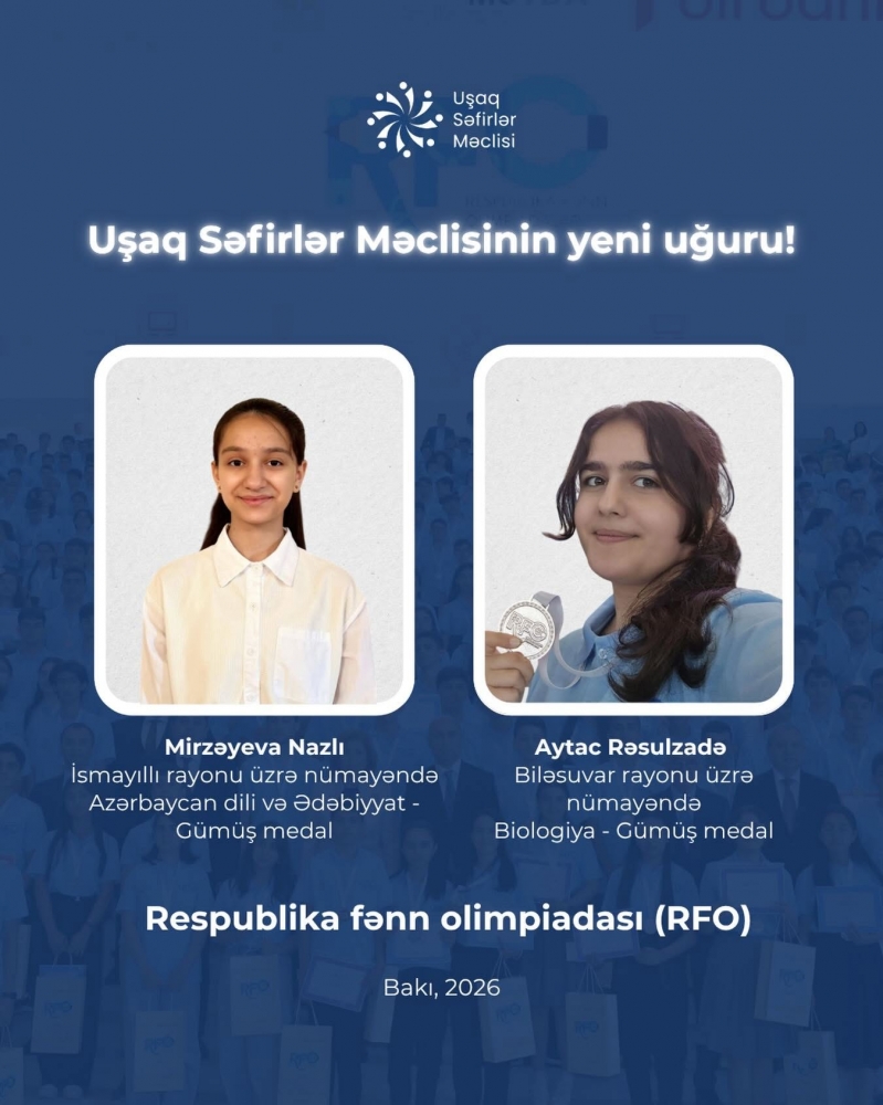 Uşaq Səfirlər Məclisinin region nümayəndələri Respublika Fənn Olimpiadalarında uğur qazanaraq qaliblər sırasında yer alıblar!